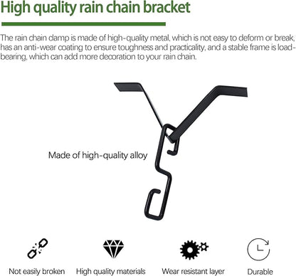 Rain Chains for gutters Adapter Clip, Rain Chain Water Diverter Accessories, for roof Gutter V Style rain Chain Connector Hook.