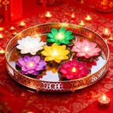 LACGO 12 PCS Floating Lotus Tea Lights - 5 Inch Floating Flowers Water Lily LED Candles for Pool, Bath, Wedding, Party Decor - Water Activated Lotus Flower Pool Lights(Mix-Color)