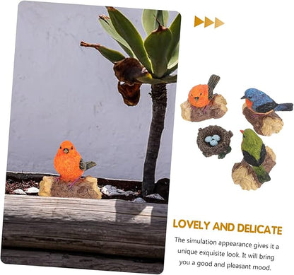 Cabilock 1Set Resin Bird Sculpture Birds Nest Outdoor Garden Decor for Patio Balcony Weather Resistant Park Ornament