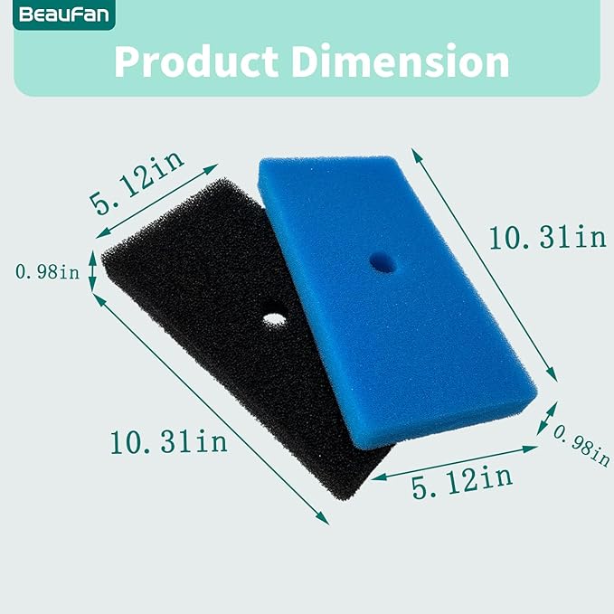4 Sets Pond Sponge Filter Pads Replacement for Outdoor Pond Water Aquarium Fountain 52231 and 52229, Compare to Part# 871980305528