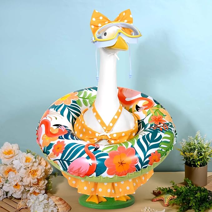 JcHrmers Diving Porch Goose Outfits Swimming Goose Outfits Bikini Lawn Porch Goose Clothes Fits 23" Cement Plastic Goose Statue for Summer Outdoor Garden Yard Patio Decoration