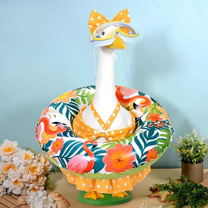 JcHrmers Diving Porch Goose Outfits Swimming Goose Outfits Bikini Lawn Porch Goose Clothes Fits 23" Cement Plastic Goose Statue for Summer Outdoor Garden Yard Patio Decoration