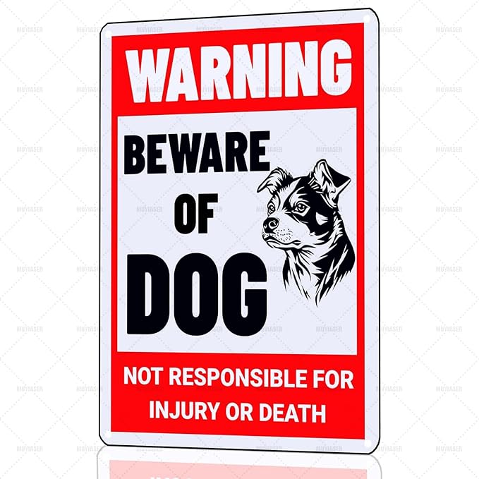 Beware of Dog Sign Jack Russell Metal Sign Warning Beware of Dog Signs for Fence Outdoor Farm Garden Gate Home Yard Decor 12x16 Inch