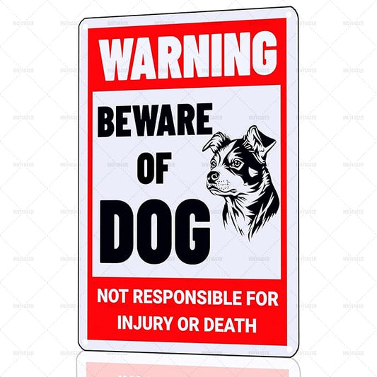 Beware of Dog Sign Jack Russell Metal Sign Warning Beware of Dog Signs for Fence Outdoor Farm Garden Gate Home Yard Decor 12x16 Inch