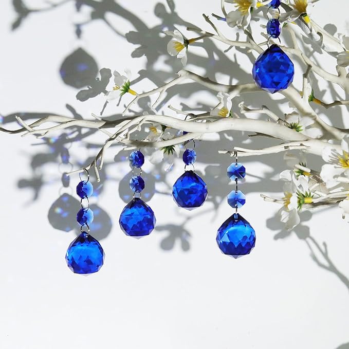 Pack of 10 Blue Crystal Ball Prism 30mm Suncatcher Chandelier Prisms Part Decor Rainbow Maker