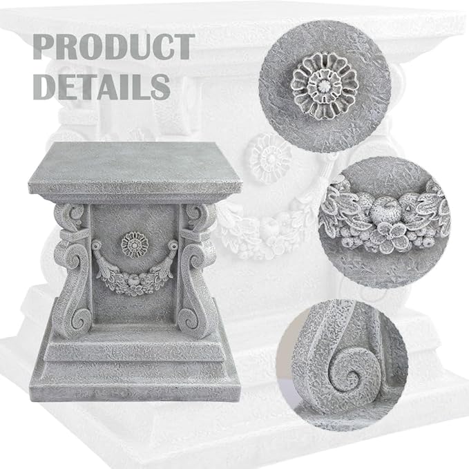 Square Garden Pedestal Sculpture Plinth Base Riser Pedestal Statuary Stand Outdoor Decor, Indoor Outdoor Sculptural Garden Plinth Base Statue Riser Home Decoration