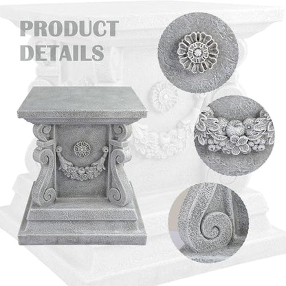 Square Garden Pedestal Sculpture Plinth Base Riser Pedestal Statuary Stand Outdoor Decor, Indoor Outdoor Sculptural Garden Plinth Base Statue Riser Home Decoration