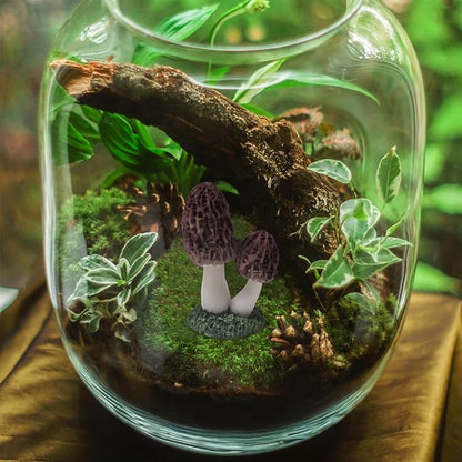 Miniature Mushroom Figurines Decorations, Small Resin Morel Mushrooms Statue, 3 Pieces Lawn Fairy Wild Garden Resin Bonsai Craft Decor for Home DIY Micro Fairy Garden Landscape