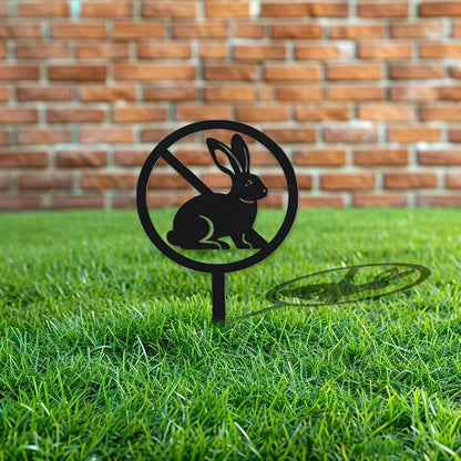 WADORN Rabbit Metal Decorative Garden Stakes, Funny Bunny Silhouette Warning Metal Garden Sign Animal Garden Ornament Gifts Black Yard Art Decoration for Outdoor Backyard Patio Lawn Walkways