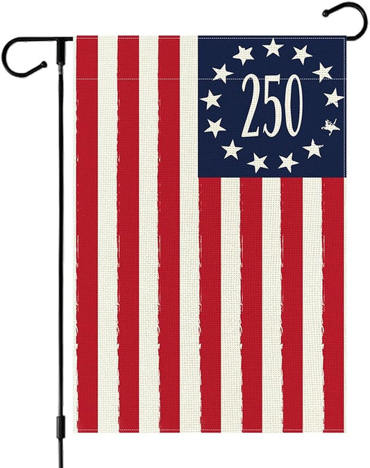 250 Years America Anniversary Garden Flag, Double-sided 250 USA Patriotic 4th of July Yard Sign for 2026 Outdoor Independence Day Decoration