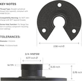 VENUS MANUFACTURING 4pcs Metal Mounting Bracket Landscape Lighting, 3/4 -14NPSM (0.77” Thread Diameters) Tree & Deck & Wall Mount Adaptor Outdoor Light Plate Fits Malibu Low Voltage Lights