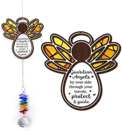 2 Layered Ornament Suncatcher - Guardian Angel Ornament - Unique Keepsake - Sympathy Presents - Rainbow Remembrance - Mother's Day Father's Day Birthday Gifts for Women, Men