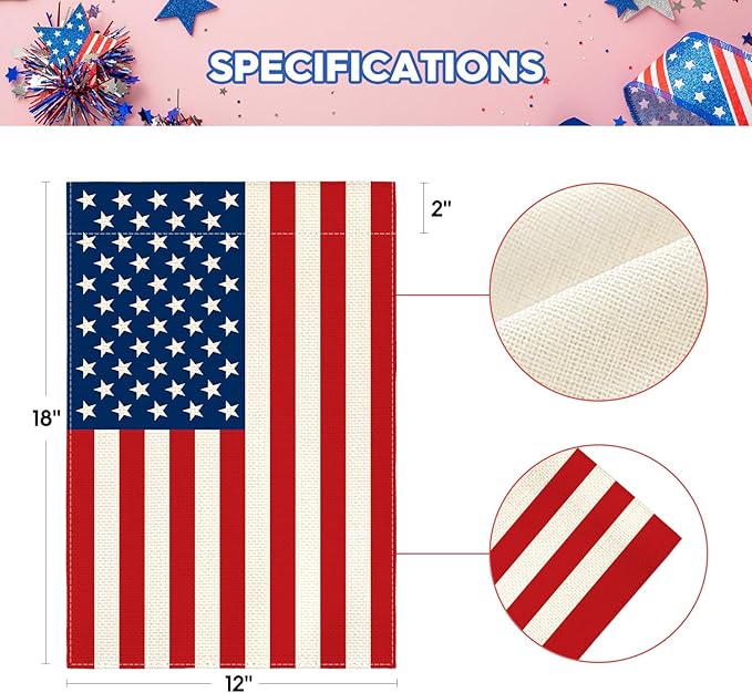 AVOIN colorlife 4th of July Patriotic Memorial Day Garden Flag 12x18 Inch Double Sided Outside, American Stars and Stripes Yard Outdoor Decoration