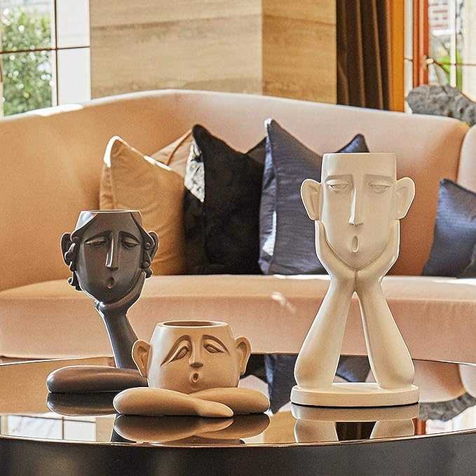 Garden Ornaments Decor Statue Outdoor,Abstract Unique Statue Sculpture Creative Statues and Sculptures Outdoor Decor for Garden,Abstract Figure Decoration Resin Flower Pot Vase Tv Cabinet