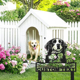 Personalized Metal St Bernard Dog Statue Garden Sign with Stakes, Custom Dog House Decor Sign Outdoor Garden Stake Plaque, Customized Decorative Yard Stake Art Backyard Decor Gardening Gift