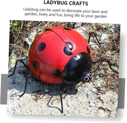 balacoo 1pc Seven Star Ladybug Ornament Animal Garden Statues Iron Ladybug Ladybugs Wall Sculptures Metal Ladybug Wall Art Outdoor Fencing Decor Ladybug Crafts Iron Parts Red Beetle, 29X22X11CM
