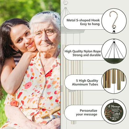 ASTARIN Cardinal Memorial Wind Chimes, 36" Personalized Name Sympathy Wind Chime, Windchimes in Memory of Loved One, Bereavement Condolence Gift for Loss Mom Dad Sister Son(Produced in USA)