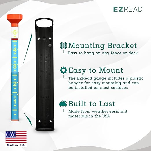 Headwind EZRead 26” Giant Professional Outdoor rain Gauge, USA Made Heavy Duty All Weather Freeze Proof mountable with Float, Orange (820-0017)