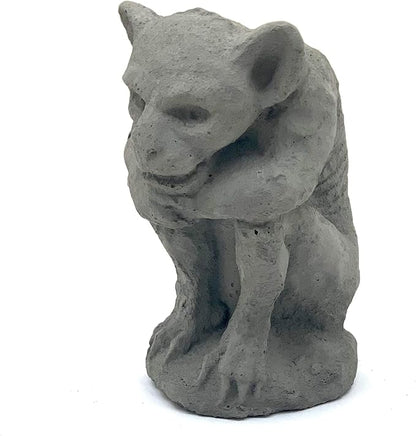 Sitting Gargoyle Statue (Set/2): Solid Durable Stone with Distressed Texture. Perfect Home Design & Sealed for Outdoor Use. Handcrafted USA. (Antique/Gray)