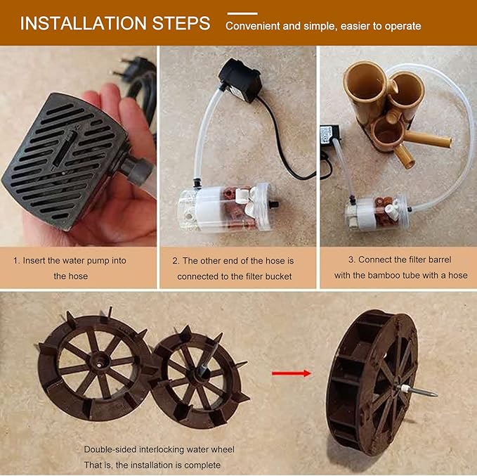 Bamboo Water Fountain Outdoor Water Fountain with Pump,Easy Install in Pond Or Garden,Handmade Smooth Natural Split-Resistant Bamboo,50Cm/19.7In