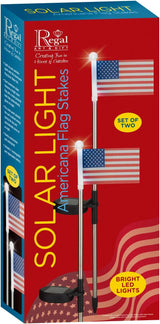 Regal Art & Gift Americana Flag Solar Stake Set of 2 – Decorative Patriotic LED Garden Lights, Weather-Resistant Metal and Acrylic Outdoor Landscape Path Decor for Yard and Patio – Flag