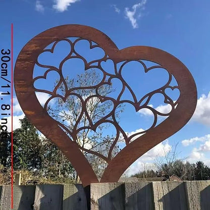 Rusty Stake Heart Statue Tree with Realistic Rusted Heart for Home and Garden Parterre Enhancement Yard Decoration