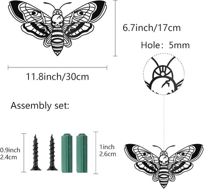 CREATCABIN Death Head Moth Metal Wall Decor Black Skull Metal Wall Art Hanging Ornament Iron Moth Wall Decoration Sculpture Butterfly Gothic Wall Decor for Modern Farmhouse Rustic Home 12 x 6.7Inch