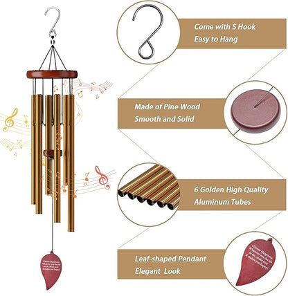 Aluminium Wind Chimes Outdoor, Garden, Patio Decoration. Classic Black Wind Chimes with Wind Catcher Beautiful Gift for Unisex