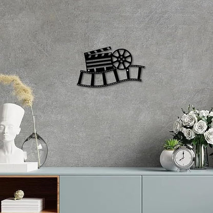 CREATCABIN Movie Reel Metal Wall Art Decor Wall Sculpture Hanging Decoration Sign Iron Outline Wall Art Black Rustic Decor Ornament Wall for Indoor Outside Living Room Home Office 12 x 7Inch