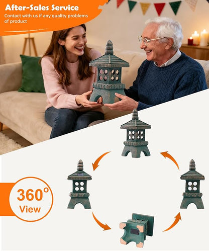 Nacome Solar Pagoda Garden Statues:15.7 inches Outdoor Waterproof Resin Zen Decor for Landscape Balcony Patio Porch Yard Ornament(Bronze)