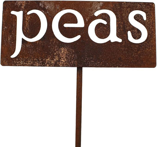 Classic Metal Garden Markers 19 Inches Tall (peas, Naturally Rusted)