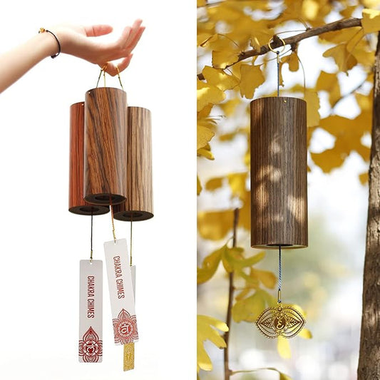 Chakra Chimes Natural Bamboo Wind Chimes Meditation Chord Windchime Wind Bell for Home Decoration Zen Mindfulness Third Eye Chakra