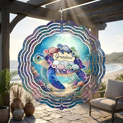 Personalized Mother's Day Wind Spinner for Mom Grandma, Mama Grandma Gifts Mothers Day Christmas, Floral Garden Decor Gift, Outdoor Yard Hanging Ornament 3