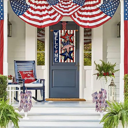 Independence Day 4th of July House Flag Burlap 28x40 Inch Double Sided, Patriotic American Stars and Stripes Yard Outdoor Decor DF304-28