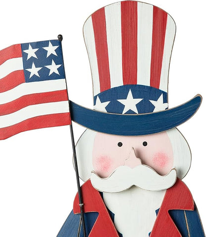 Glitzhome 4th of July Decorations, Uncle Sam Patriotic Yard Sign Stakes Decorations Outdoor, independence day Memorial Garden God Bless America Wall Decor