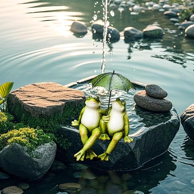 Couple Frogs Garden Outdoor Statue - Frogs Decor Garden Statue 8.5" x 11" x 6.5"