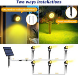 T-SUNUS Solar Spot Lights Christmas 6-in-1 Outdoor Warm White 3000K Landscape Spotlight IP65 Waterproof Separated Panel Spotlights with 9.8ft Cable Auto On/Off for Tree Lawn Driveway Pathway Halloween