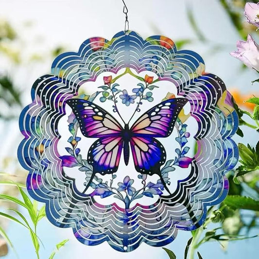 Butterfly Metal Wind Spinner, 9 Inch Hanging Garden Decor for Outdoor & Indoor, Butterfly Gift for Women Mom Grandma Wife Men, Decorative Ornament Gift