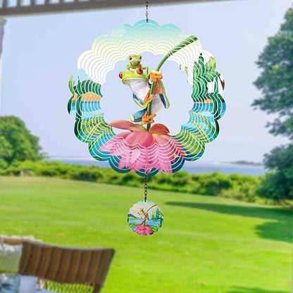 Lotus Frog Wind Spinners,Hanging Decor Outdoor, Outdoor Garden Decor, Wind Chimes for Outside, Wind Spinners Outdoor Hanging ValentinesDecor, Unique Gifts for Women, Valentines Decorations