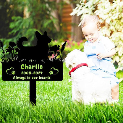 Personalized Corgi Dog Memorial Grave Marker,Custom Flora Dog Memorial Garden Stake,Dog Memorial Plaque Burial Stake Engraved Sign,Dog Sympathy Grave Stake,Dog Memorial Statue Headstone
