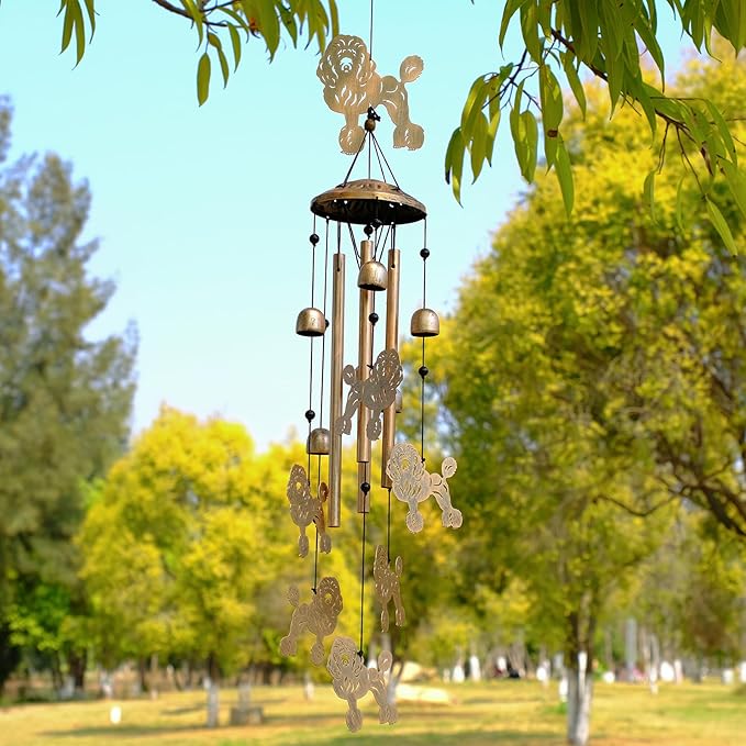 GDNSFIT Poodle Wind Chimes for Outside, Metal Windchimes Outdoors, Poodle Gifts for Women/Men, Memorial/Birthday Gifts, Garden Decor for Outside, Patio or Yard, Durable Chimes for Outdoors
