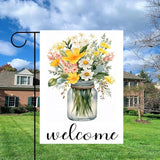 Gkyygk Welcome Flower Mason Garden Flag 12x18 Double Sided Banners Yard Flag Welcome Seasonal Farmhouse Yard Outside Decoration