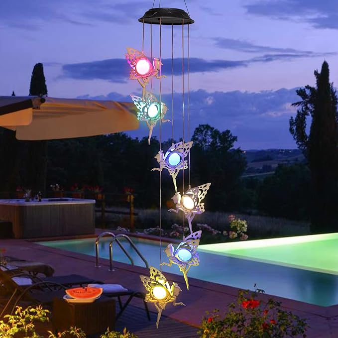 Tryme Solar Wind Chimes for Outside Changing Colors Fairy Wind Chime Lights Windchimes Outdoors Unique Decorative Mobile Gifts for Mother's Day Thanksgiving Christmas Birthday