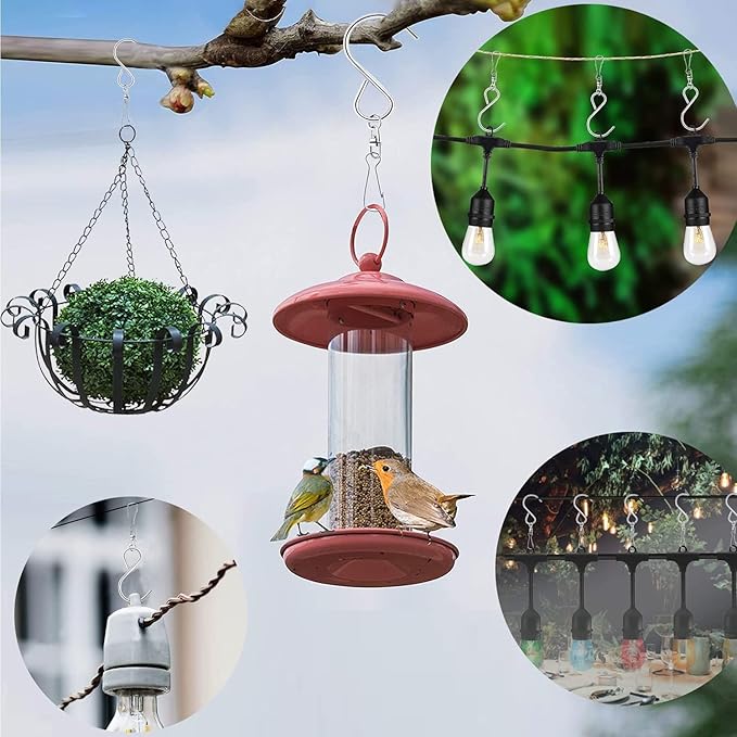 MFDSJ 24 Pcs Swivel Clip Hanging Hooks, Stainless Steel 360 Degree Rotating Windsock Clips for Hanging Wind Chimes, Plants, Bird Feeder, Crystal, Birdcage