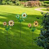 3 Pack Frog＆Flowers Garden Stakes Decor,Metal Yard Art Decorative Garden Stakes,Metal Flowers Spring Outdoor Decor for Mom,Women,Grandma