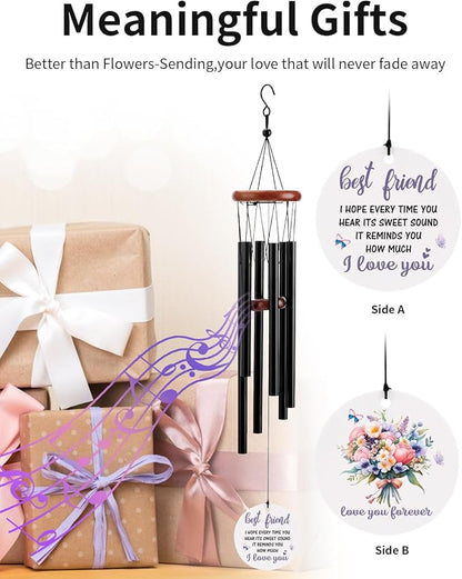 BeauGift Best Friend Birthday Gifts for Women, Wind Chimes Friendship Gifts for Her, Long Distance Wedding Graduation Gift, Home Decor Keepsake for Bestie BFF Friends