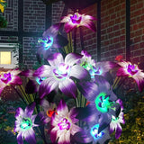 Solar Garden Lights Outdoor - Solar Flowers Lights Outdoor Decorative Waterproof, 40 Hour Coloring Changing Lily Flower Yard Pathway Light Solar Powered, Cemetery Decoration, Backyard Decor, 4pcs