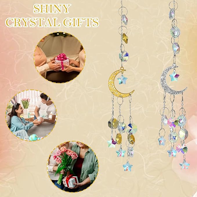 2-Pack Colorful Crystal Suncatchers with Chain Pendant – Hanging Sun Catcher Ornaments, Crystal Balls for Window, Home, Garden, Christmas, Party & Wedding Decorations