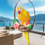 Parrot Decoration | Garden Sculpture Wall Decorations | Innovative Iron Ring Hanging Bird Statue-A