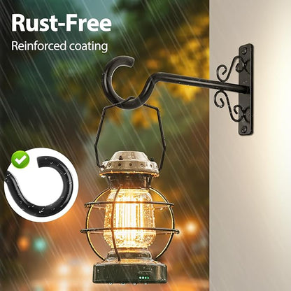 BOLITE Plant Hangers, 6 Inch Hanging Plant Brackets Outdoor or Indoor, Wall Hooks for Hanging Hummingbird Feeders, Bird Feeders, Planters, Lanterns, Wind Chimes, 2 Pack, Black, Gifts for Women Men